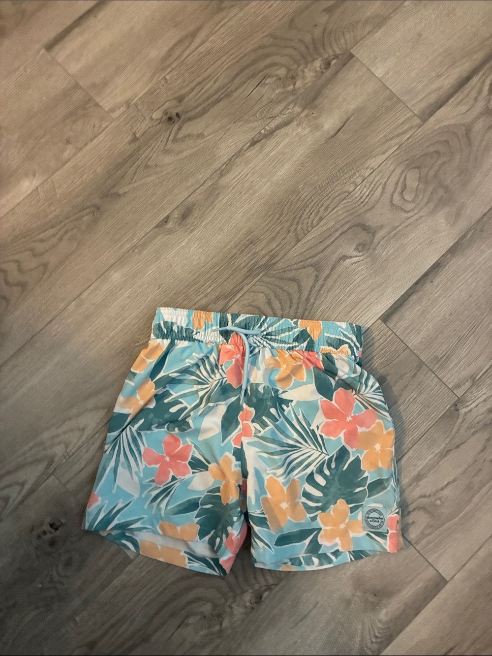 abercrombie kids Tropical Floral Swim Shorts - Teal, Coral & Yellow